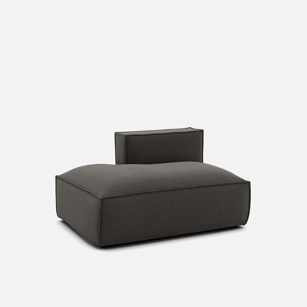 Links chaise longue-element voor modulaire bank, in structuurstof, Seven
