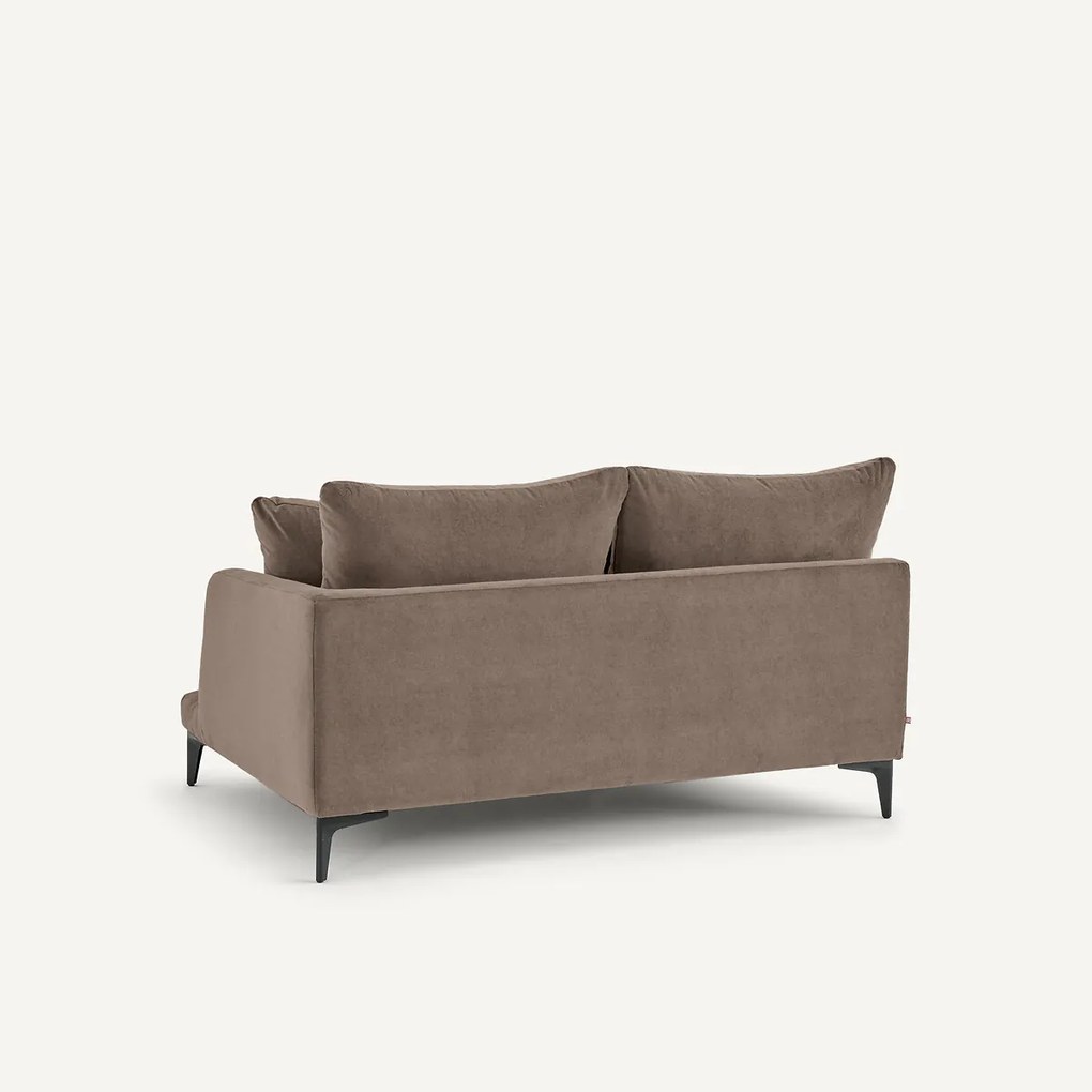 Halve bank in stone-kleurig fluweel, 2-zit, MODERNISTE