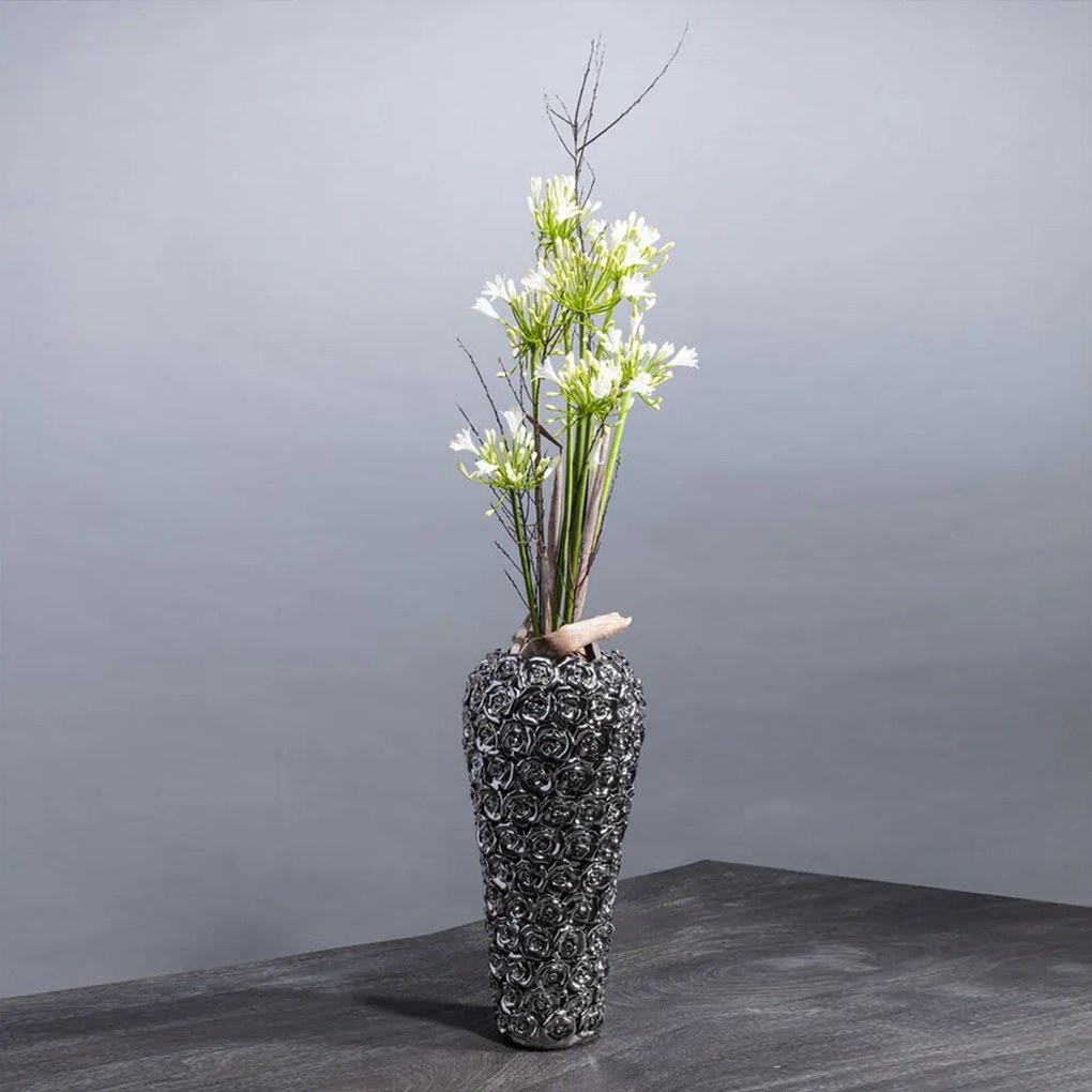 Vaas Met Rozen Verchroomd Groot