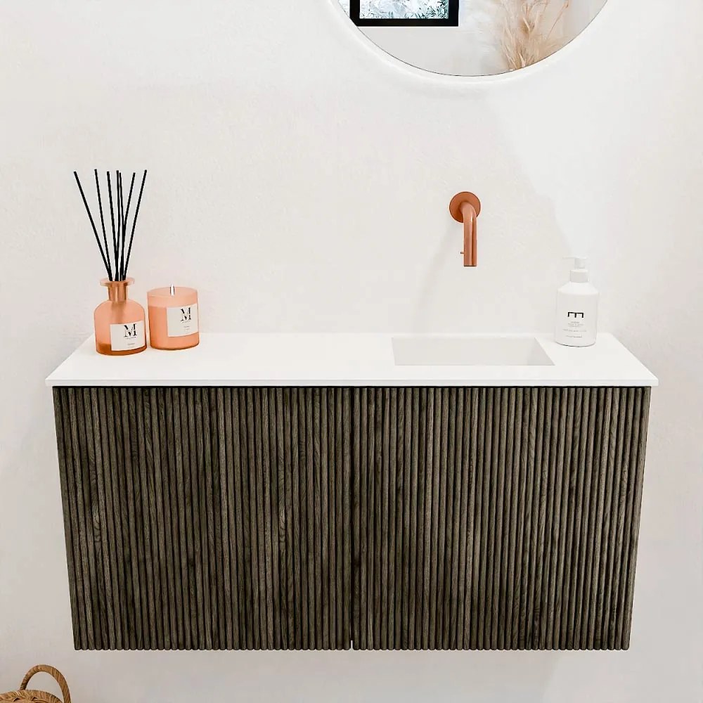 Mondiaz Joya 80cm toiletmeubel shadow met wastafel faye rechts zonder kraangat talc