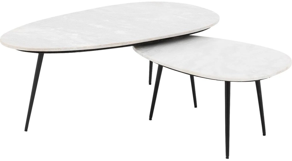 Goossens Salontafel Enzo ovaal, marmer wit, elegant chic, 110 x 40 x 55 cm