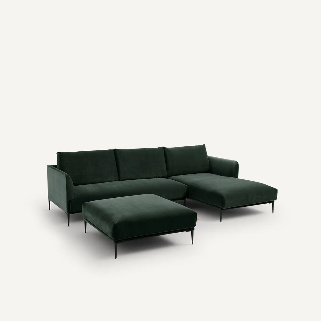 XL voetenbank in fluweel, Oscar, ontwerp E. Gallina