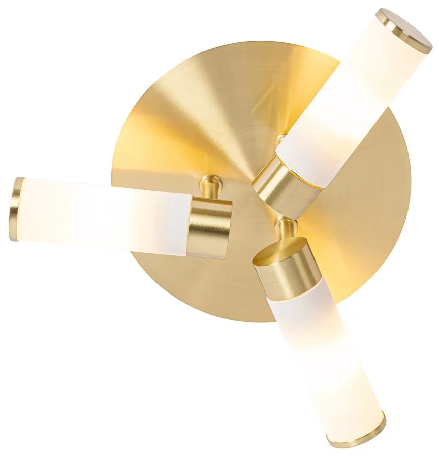 Moderne badkamer plafondlamp messing 3-lichts IP44 - Bath