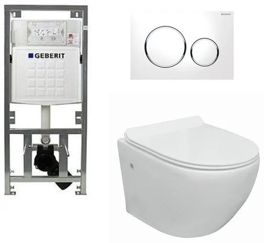 Go toiletset compact Rimless inclusief UP320 toiletreservoir met softclose en quickrelease toiletzitting met sigma20 bedieningsplaat wit