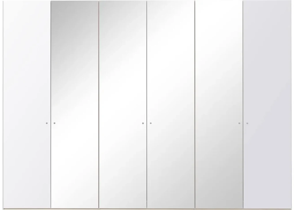 Goossens Kledingkast Easy Storage Ddk, Kledingkast 304 cm breed, 220 cm hoog, 2x glas draaideur en 4x spiegel draaideur midden