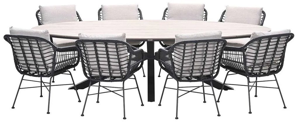 Garden Impressions Lucas tuinset 9-delig - Tulli tuintafel 280x140 cm