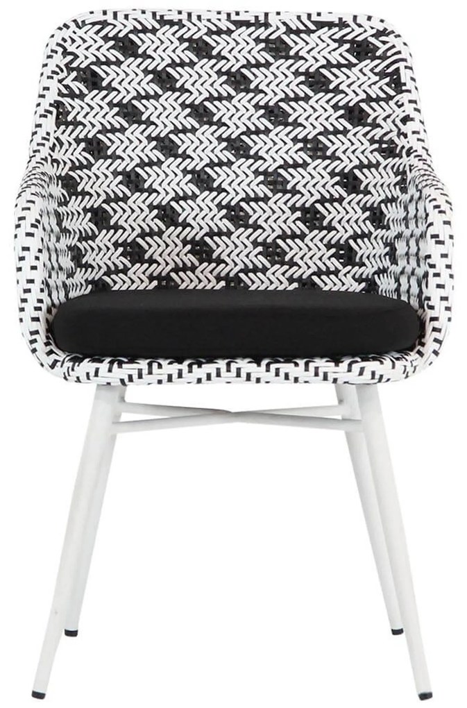 Tuinstoel Wicker Zwart-wit Lifestyle Garden Furniture Crossway met wit onderstel