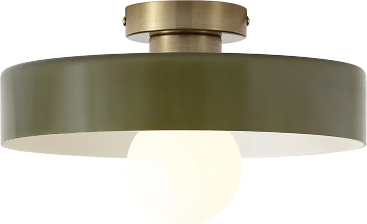 Retro plafondlamp brons met groen glas - Jina