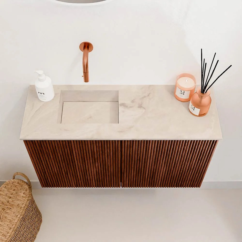 Mondiaz Joya DLux 70cm toiletmeubel ruby met wastafel faye links zonder kraangat frappe