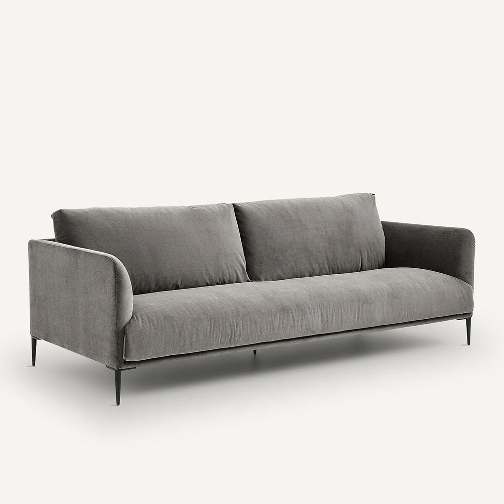 Zitbank in stonewashed fluweel, Oscar, ontwerp E. Gallina