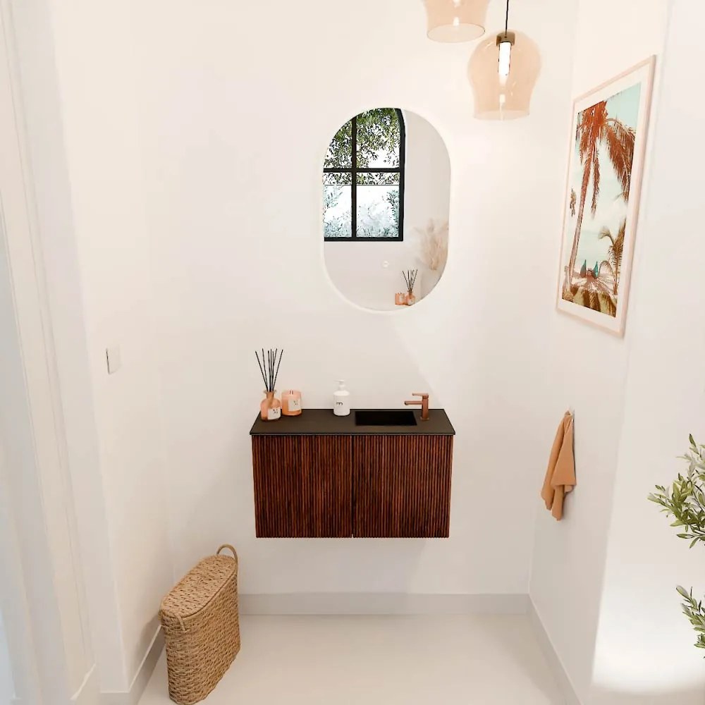 Mondiaz Joya 70cm toiletmeubel ruby met wastafel faye rechts 1 kraangat urban