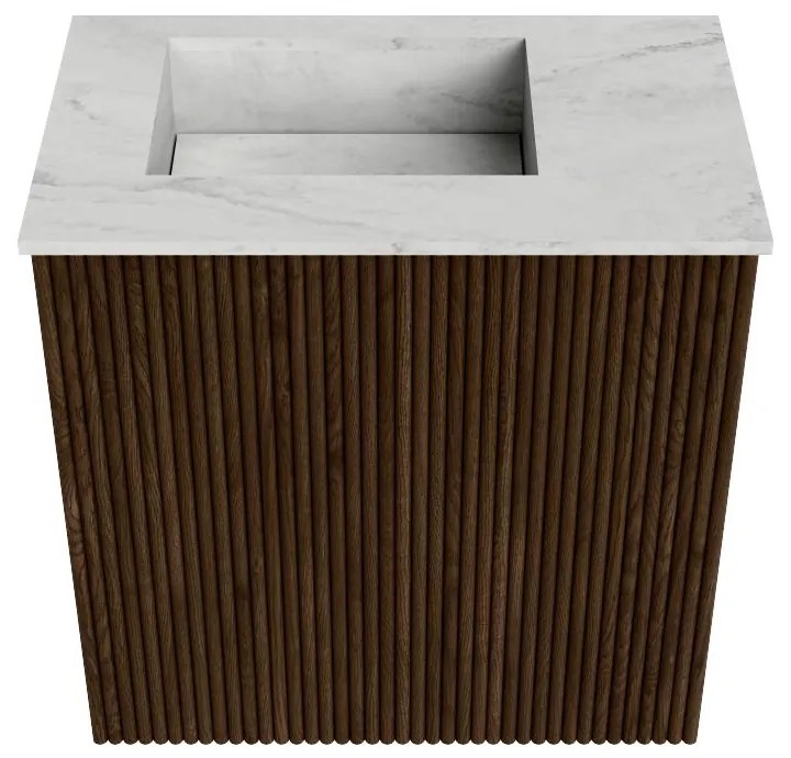 Mondiaz Joya DLux 40cm toiletmeubel walnut met wastafel faye links zonder kraangat opalo