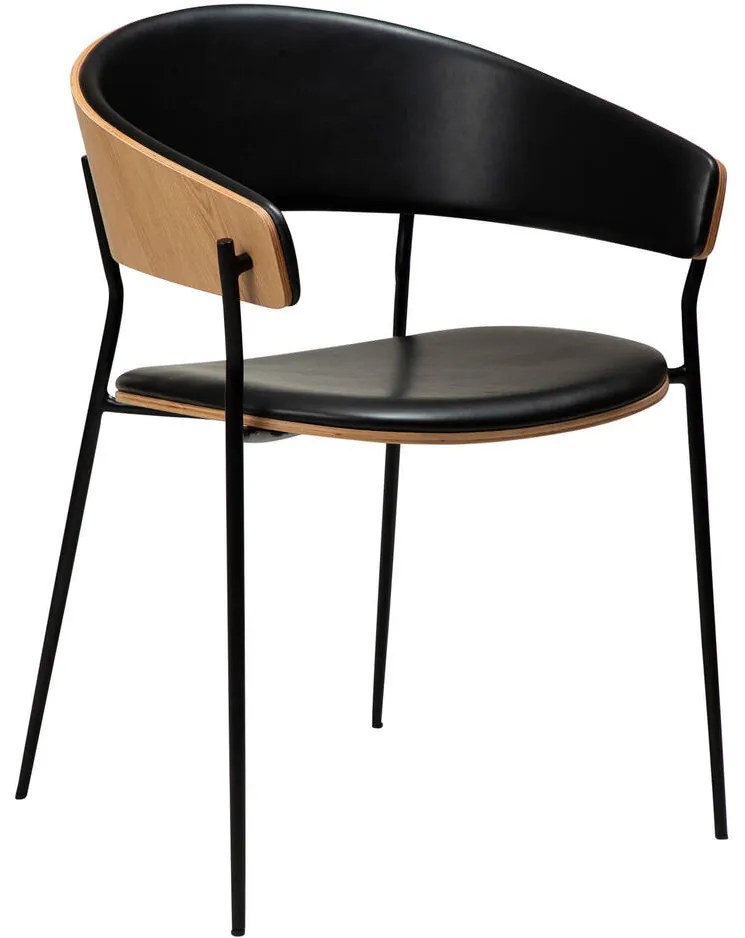Goossens Eetkamerstoel Geneve zwart kunstleer met armleuning, modern design