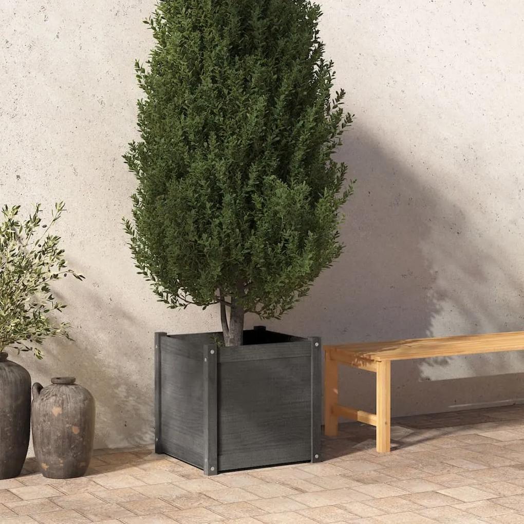 vidaXL Plantenbak 50x50x50 cm massief grenenhout grijs