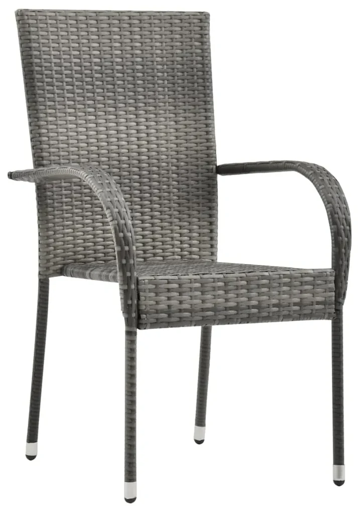 vidaXL Tuinstoelen stapelbaar 4 st poly rattan grijs