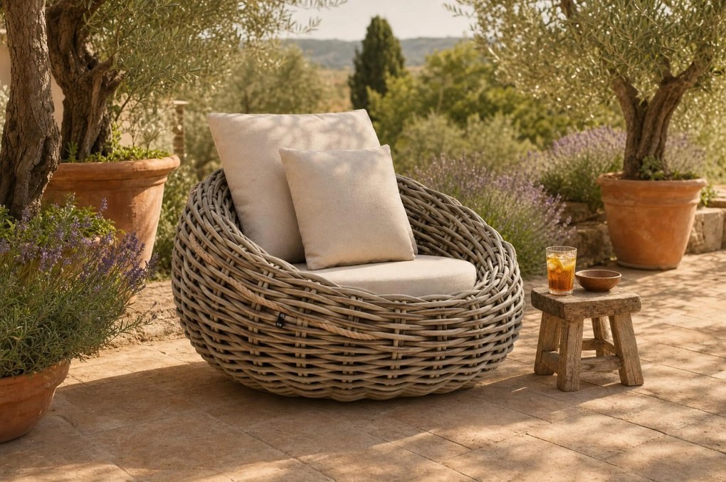 Stoel en Bank Loungeset 5 personen Wicker Taupe Apple Bee Cocoon/Monaco