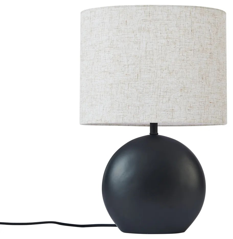 Japandi tafellamp zwart met linnen kap - Timo