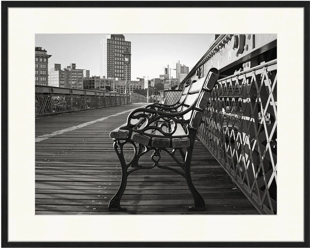 Ingelijste digitale print Brooklyn in zwart-wit