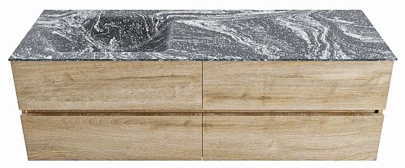 Mondiaz Vica DLux badmeubel 150cm washed oak 4 lades met wastafel lava links zonder kraangat