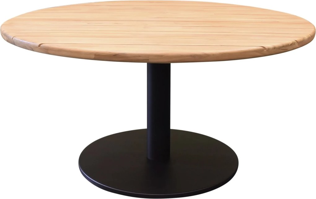 Torino low dining tuintafel teakblad 140 cm rond H71 cm terre / bruin