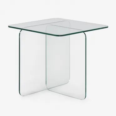 Eliana Vierkante Bijzettafel 50x50 Cm In Gehard Glas Transparant - Sklum