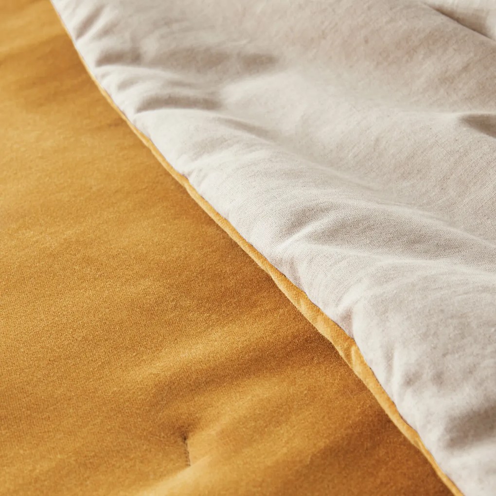 Gematelasseerd dekbed in effen fluwelen katoenen linnen, Velvet