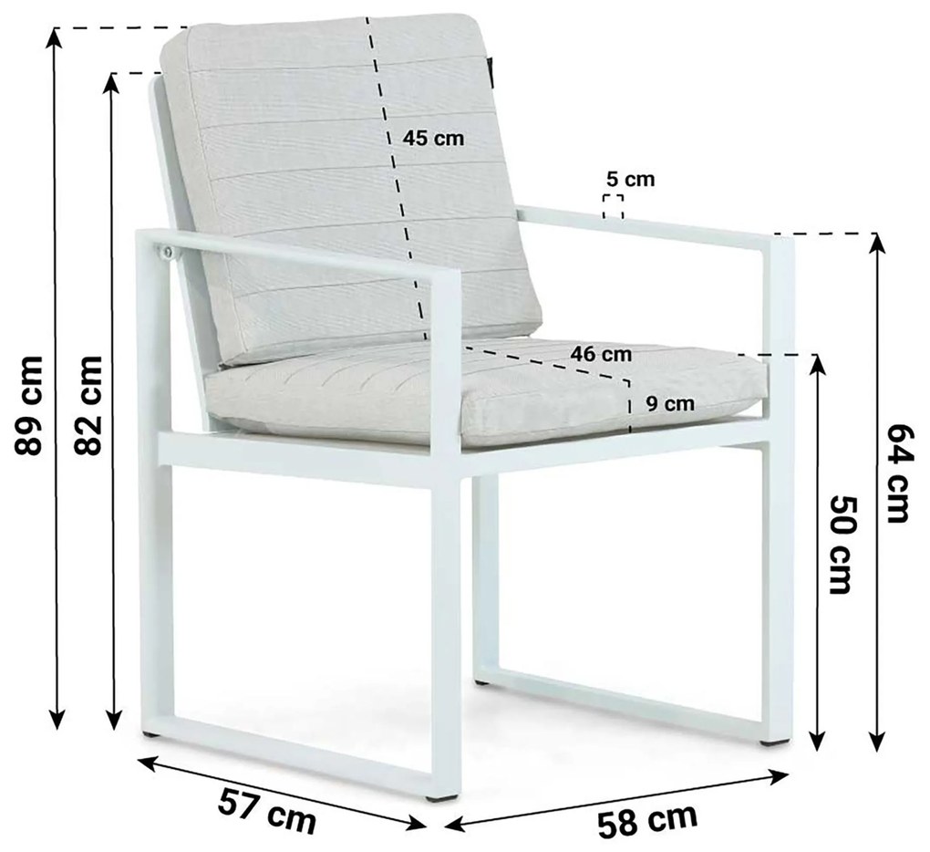 Tuinstoel Aluminium Wit Lifestyle Garden Furniture Nuno