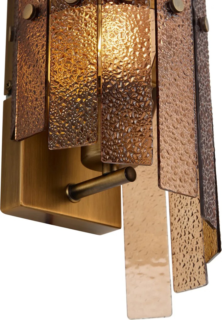 Design wandlamp donker brons met amber glas - Versailles
