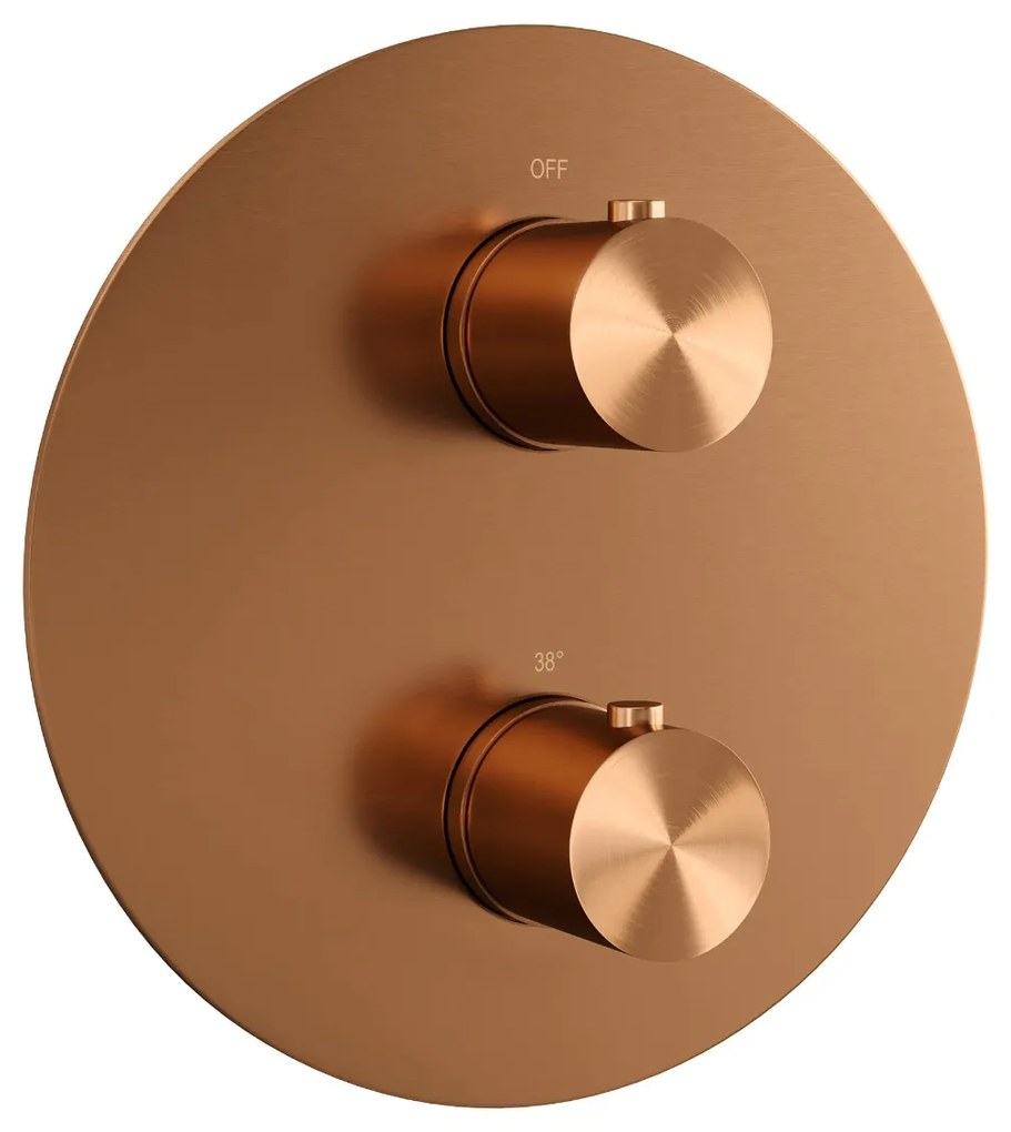 Brauer Copper Edition thermostatische inbouw regendouche met staafhanddouche, rechte muurarm, glijstang en hoofddouche 20cm set 85 koper geborsteld PVD