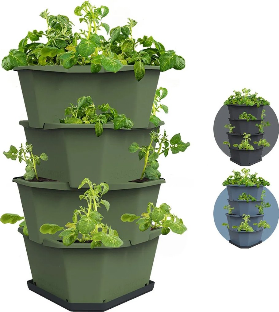 Gusta Garden PAUL POTATO - aardappeltoren - 4 niveaus - donkergroen