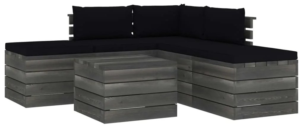 vidaXL 6-delige Loungeset met kussens pallet massief grenenhout