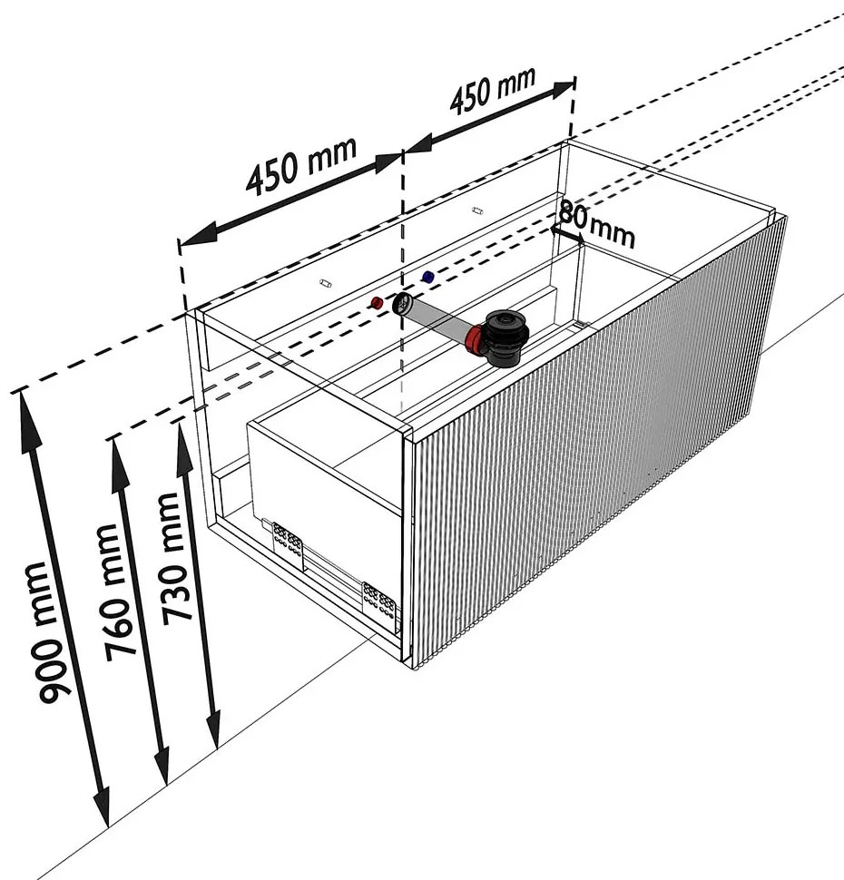 Mondiaz Kurve-dlux 90cm badmeubel shadow met 1 lade en wastafel big small midden zonder kraangat lava