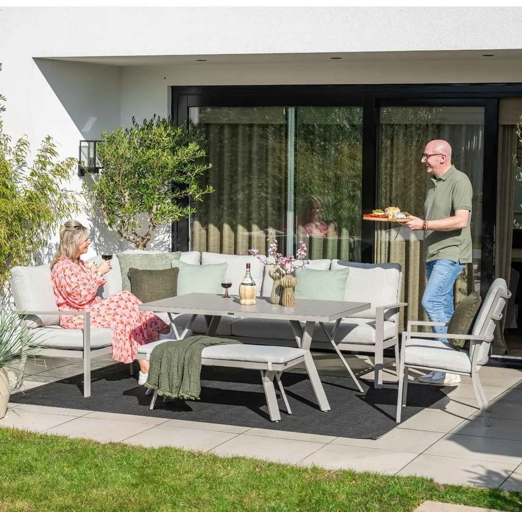 Garden Impressions Senja lounge dining set 3-delig links - valley sand
