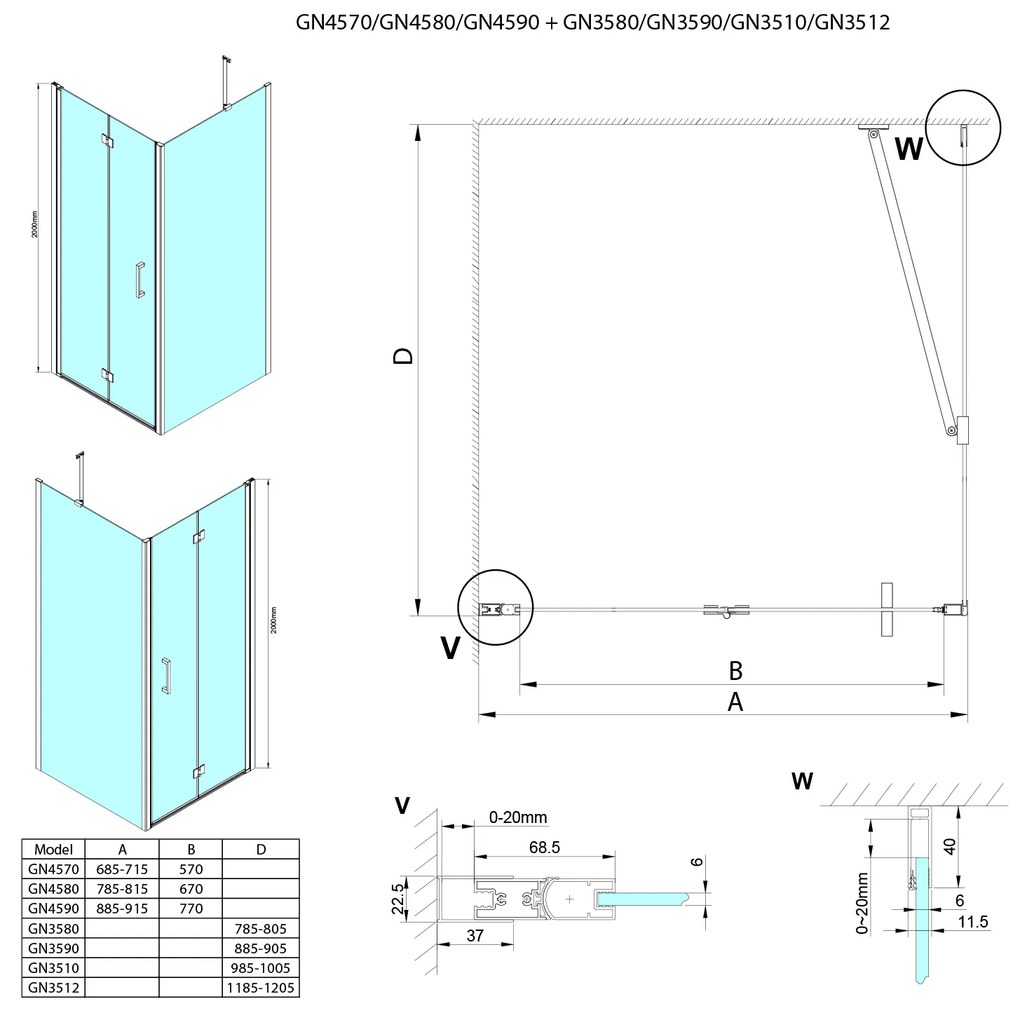 Gelco Loro vouwbare douchedeur 90x200cm chroom