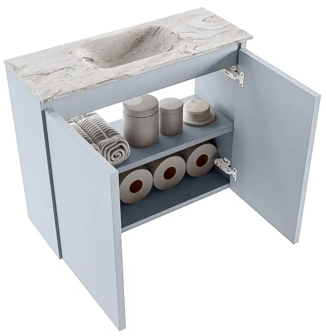 Mondiaz Ture DLux toiletmeubel 60cm clay met wastafel glace midden zonder kraangat