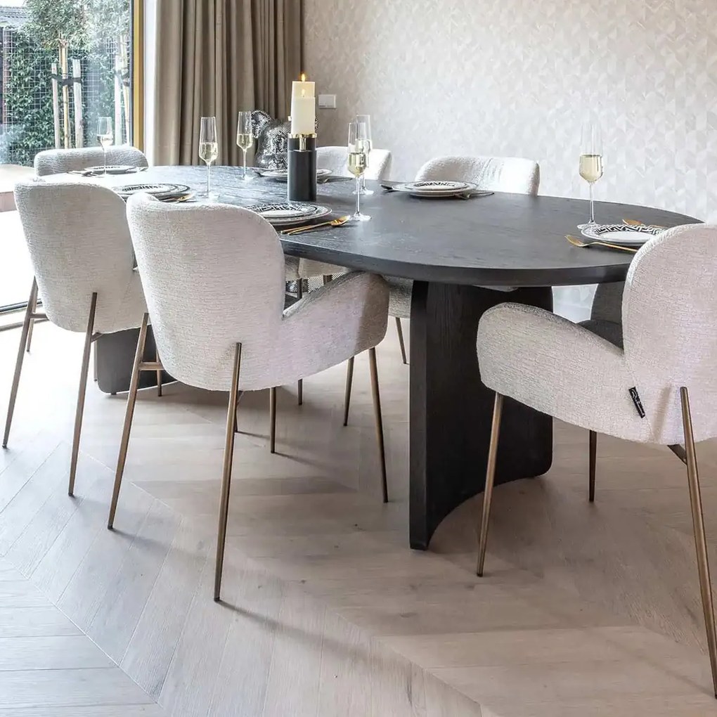 Richmond Interiors Fairmont Design Eettafel Met Gebogen Poot Zwart Eiken 235 Cm - 235 X 100cm.