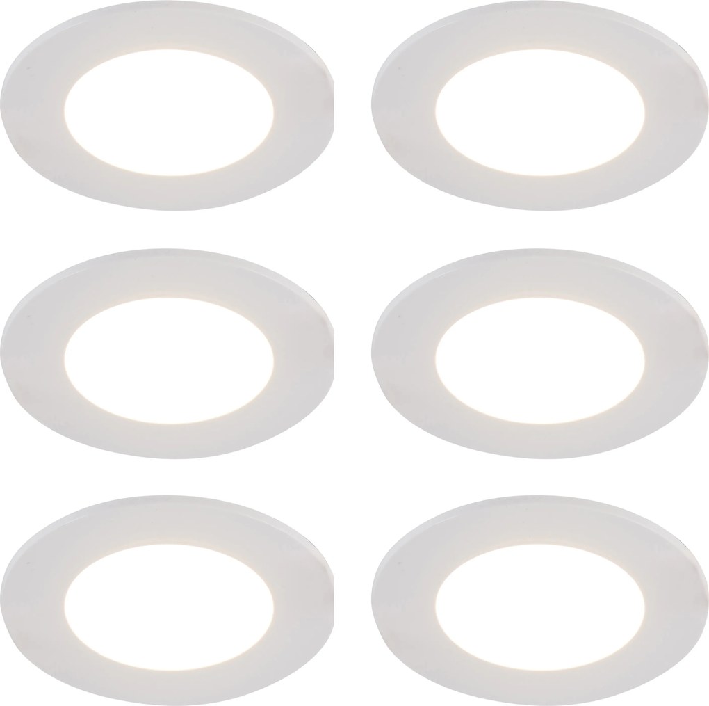 Set van 6 inbouwspots wit incl. LED 3-staps dimbaar IP65 - Blanca