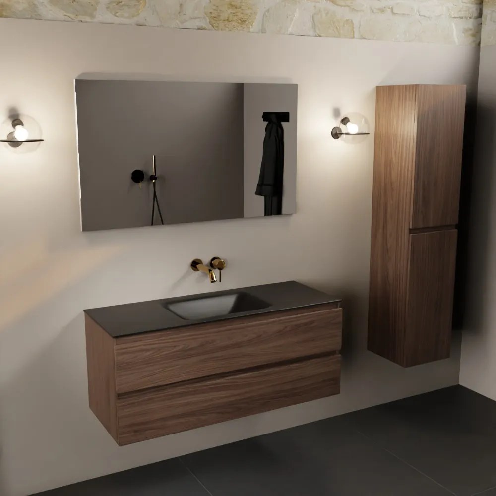 Mondiaz Aivy badmeubel 120cm mocha met wastafel solid surface urban midden zonder kraangat