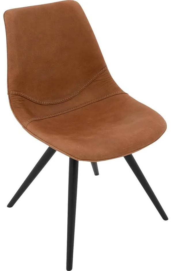 Goossens Eetkamerstoel Dott cognac leer leuning, urban industrieel