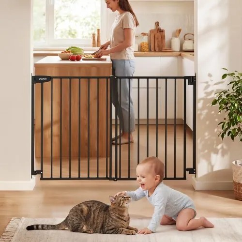 VEVOR Traphekje 778-1210 mm Verstelbare breedte, 920 mm Hoog Deurhekje, Kinderveiligheidshekje met Boorset (zonder grondstang), Kinderveiligheidshekje voor trappen, deuropeningen en woonruimtes, Zwart