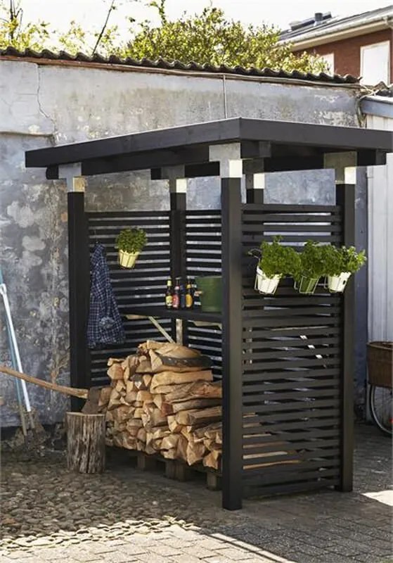 Schutting vuren - Tokyo louvre recht zwart (83 x 180 cm)