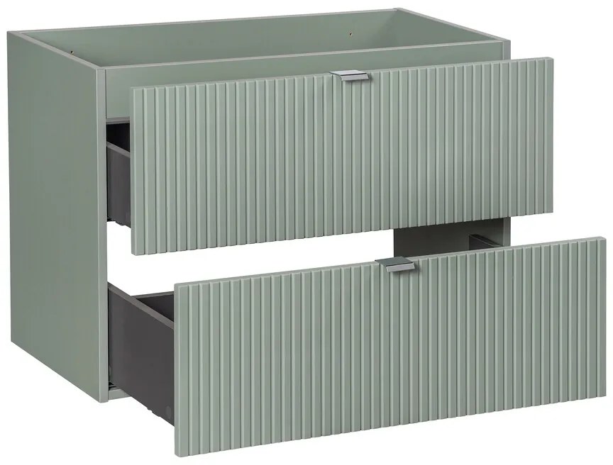 Comad Reed Green badmeubel ribbelfront 80cm met 2 lades en witte wastafel