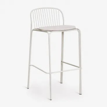 Pack Van 4 Hoge Krukken Van Staal Anerina ↑75 Cm & Gardenia Wit & Grijsachtig Wit - Sklum