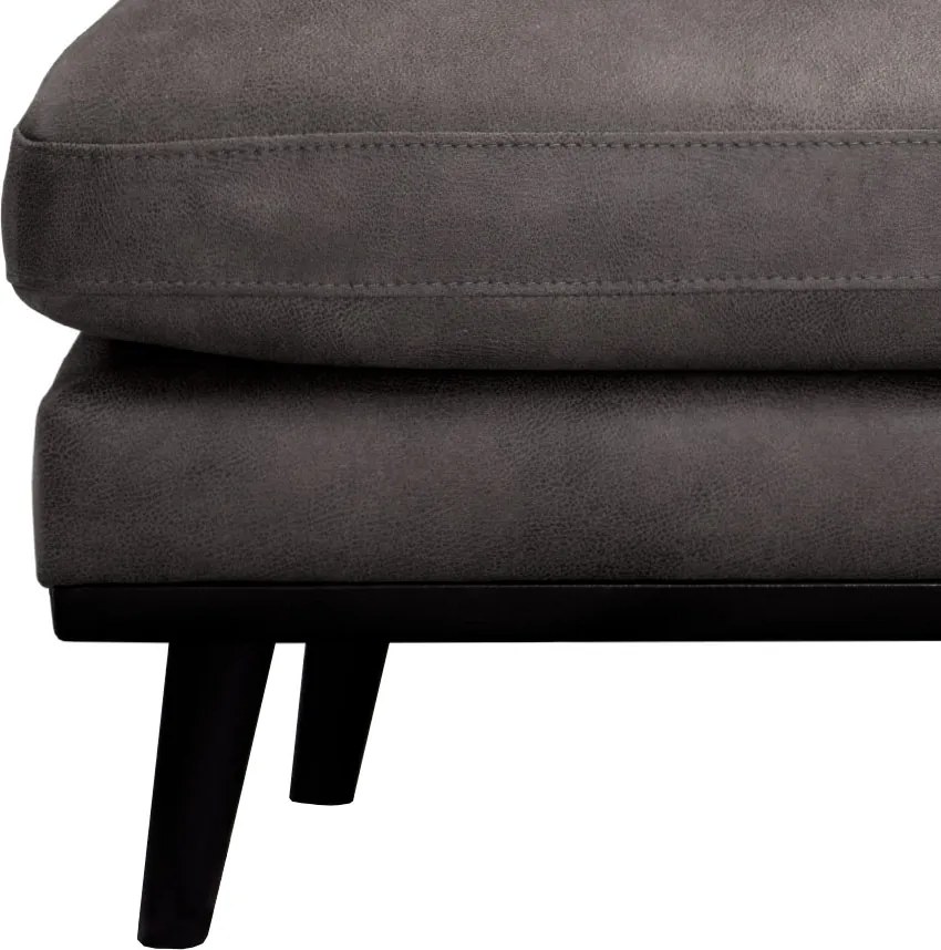 Loungebank Odissi chaise longue rechts - leer Kentucky antraciet 01 - 2,58 x 1,60 mtr breed