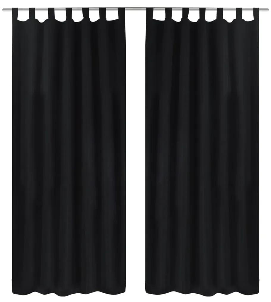 vidaXL Micro-Satijnen Gordijnen met Ringen 140 x 225 cm 2 stuks (Zwart)