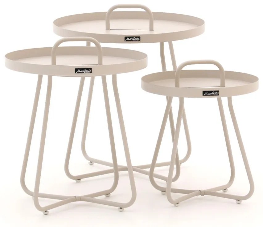 Bijzettafel tuin Manifesto  | Rond  | Tuintafel Aluminium | Ø55x50cm | 3-delig | Kees Smit Tuinmeubelen