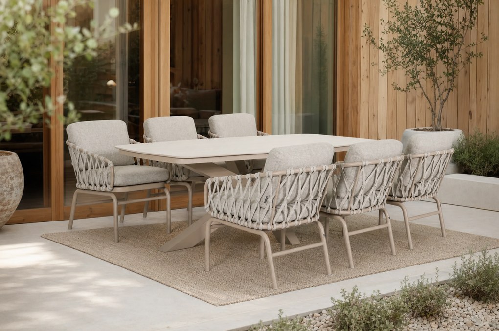 Tuinset 6 personen 220 cm Rope Taupe Lifestyle Garden Furniture Ventana/Provence