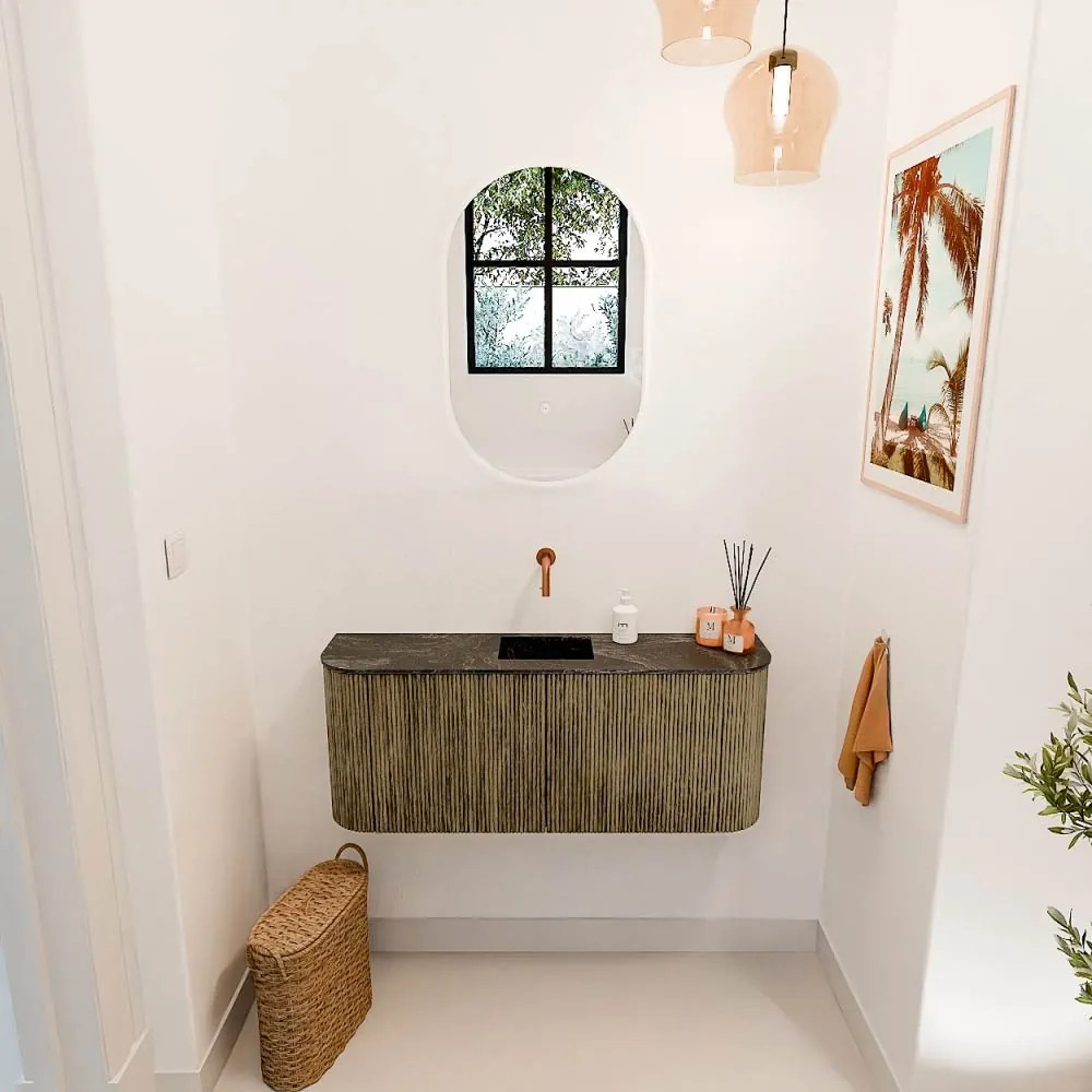 Mondiaz Joya DLux 105cm toiletmeubel ronding links/rechts dusk met wastafel faye midden zonder kraangat lava