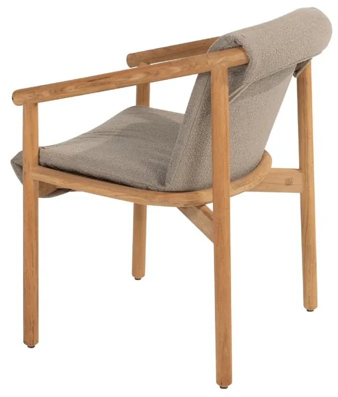 4 Seasons Outdoor Tess tuinset teak met Corsica tafel met kiezelvormig blad 240 x 130 cm Tuinset taupe weerbestendig