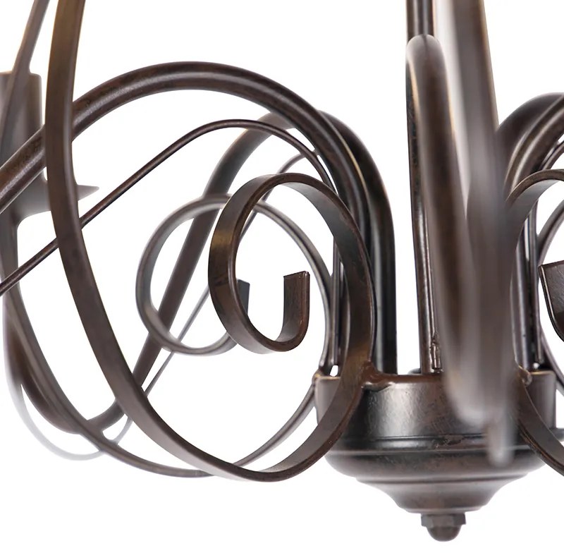 Kroonluchter bruin plissé crème klemkap 5-lichts - Giuseppe